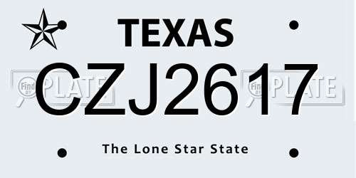 CZJ2617 Texas License Plate