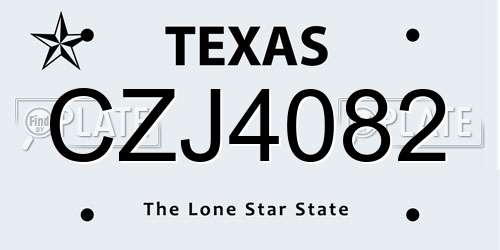 CZJ4082 Texas License Plate
