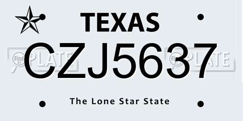 CZJ5637 Texas License Plate