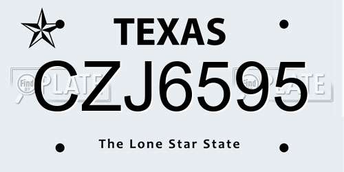 CZJ6595 Texas License Plate