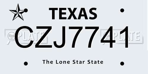 CZJ7741 Texas License Plate