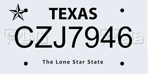 CZJ7946 Texas License Plate