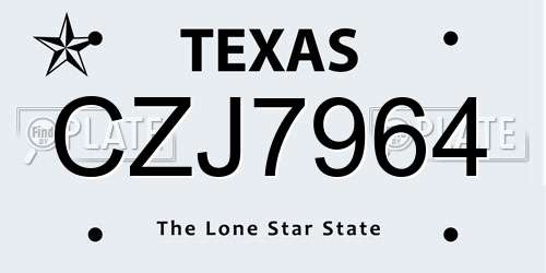 CZJ7964 Texas License Plate