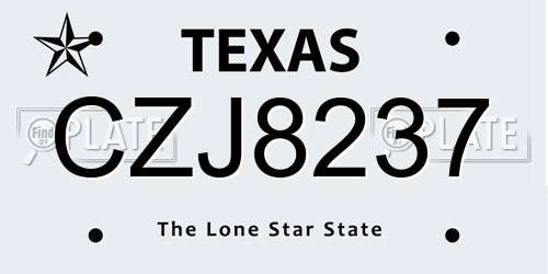 CZJ8237 Texas License Plate