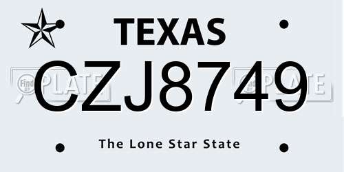 CZJ8749 Texas License Plate