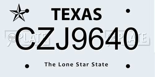 CZJ9640 Texas License Plate
