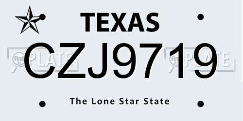 CZJ9719 Texas License Plate
