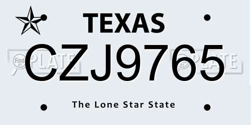CZJ9765 Texas License Plate