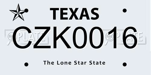 CZK0016 Texas License Plate