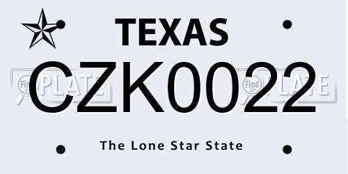 CZK0022 Texas License Plate