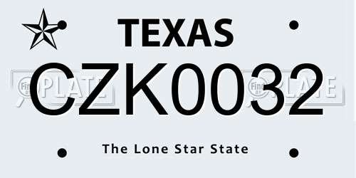 CZK0032 Texas License Plate