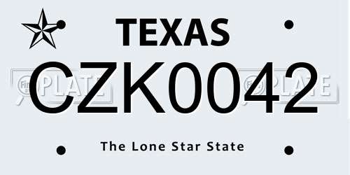 CZK0042 Texas License Plate