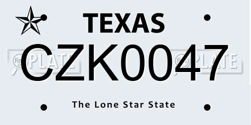 CZK0047 Texas License Plate