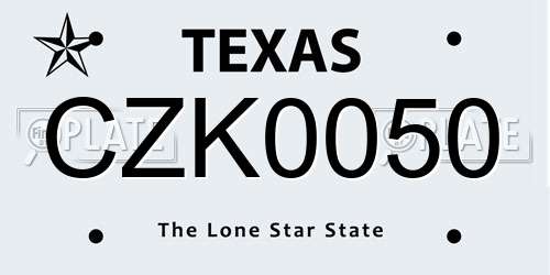 CZK0050 Texas License Plate