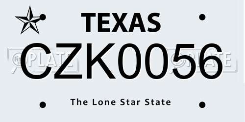 CZK0056 Texas License Plate