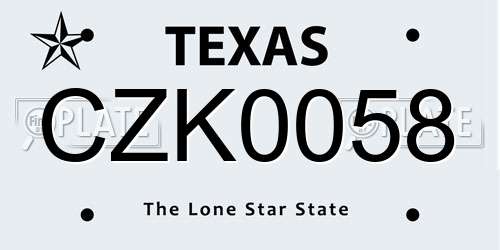 CZK0058 Texas License Plate