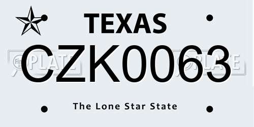 CZK0063 Texas License Plate