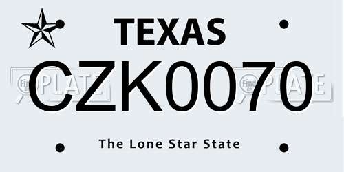 CZK0070 Texas License Plate