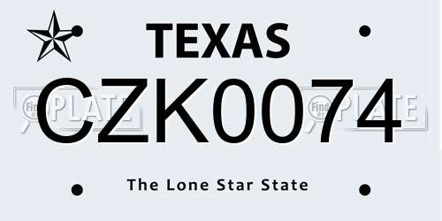CZK0074 Texas License Plate