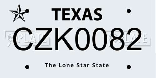 CZK0082 Texas License Plate