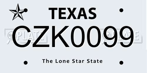 CZK0099 Texas License Plate
