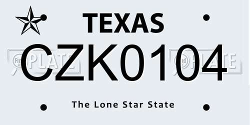 CZK0104 Texas License Plate