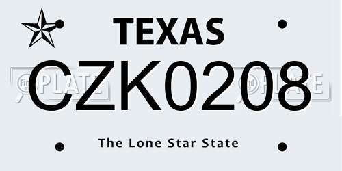 CZK0208 Texas License Plate