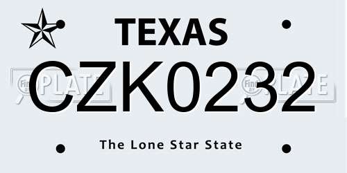 CZK0232 Texas License Plate