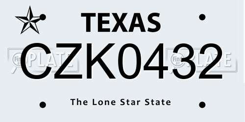 CZK0432 Texas License Plate