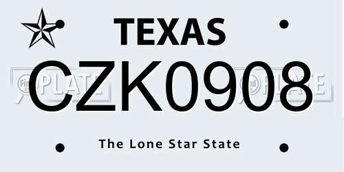 CZK0908 Texas License Plate