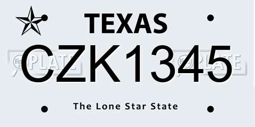 CZK1345 Texas License Plate