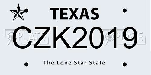CZK2019 Texas License Plate