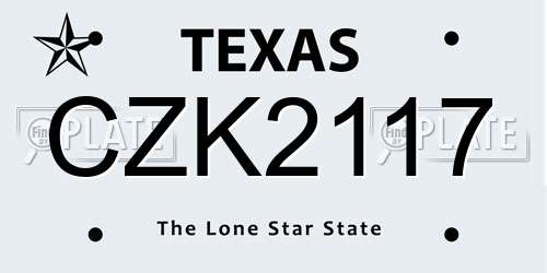 CZK2117 Texas License Plate