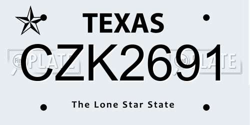 CZK2691 Texas License Plate
