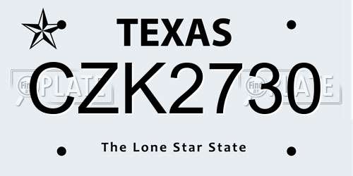CZK2730 Texas License Plate