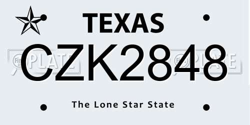 CZK2848 Texas License Plate