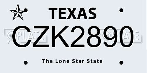 CZK2890 Texas License Plate