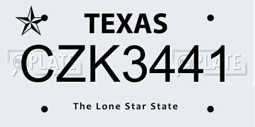CZK3441 Texas License Plate