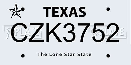 CZK3752 Texas License Plate
