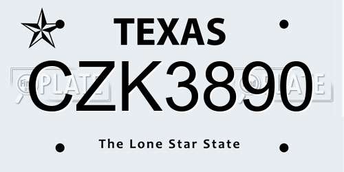 CZK3890 Texas License Plate