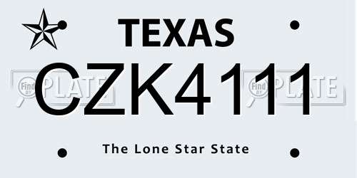 CZK4111 Texas License Plate