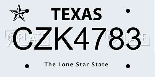 CZK4783 Texas License Plate