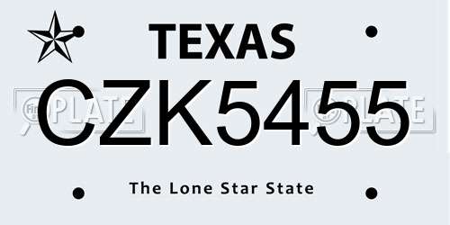 CZK5455 Texas License Plate
