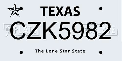 CZK5982 Texas License Plate