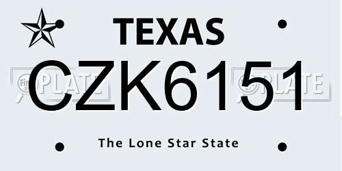 CZK6151 Texas License Plate