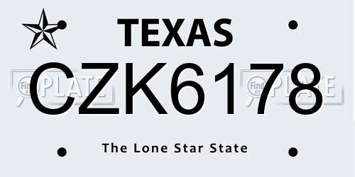 CZK6178 Texas License Plate
