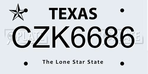 CZK6686 Texas License Plate