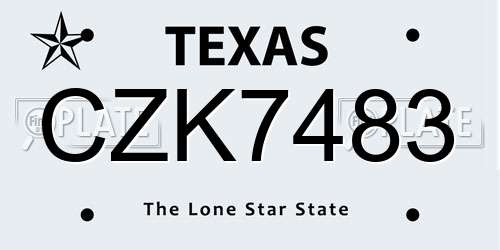 CZK7483 Texas License Plate