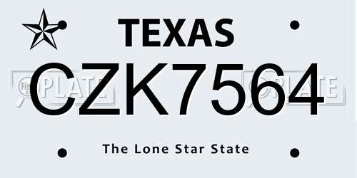 CZK7564 Texas License Plate