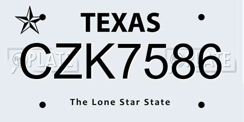 CZK7586 Texas License Plate